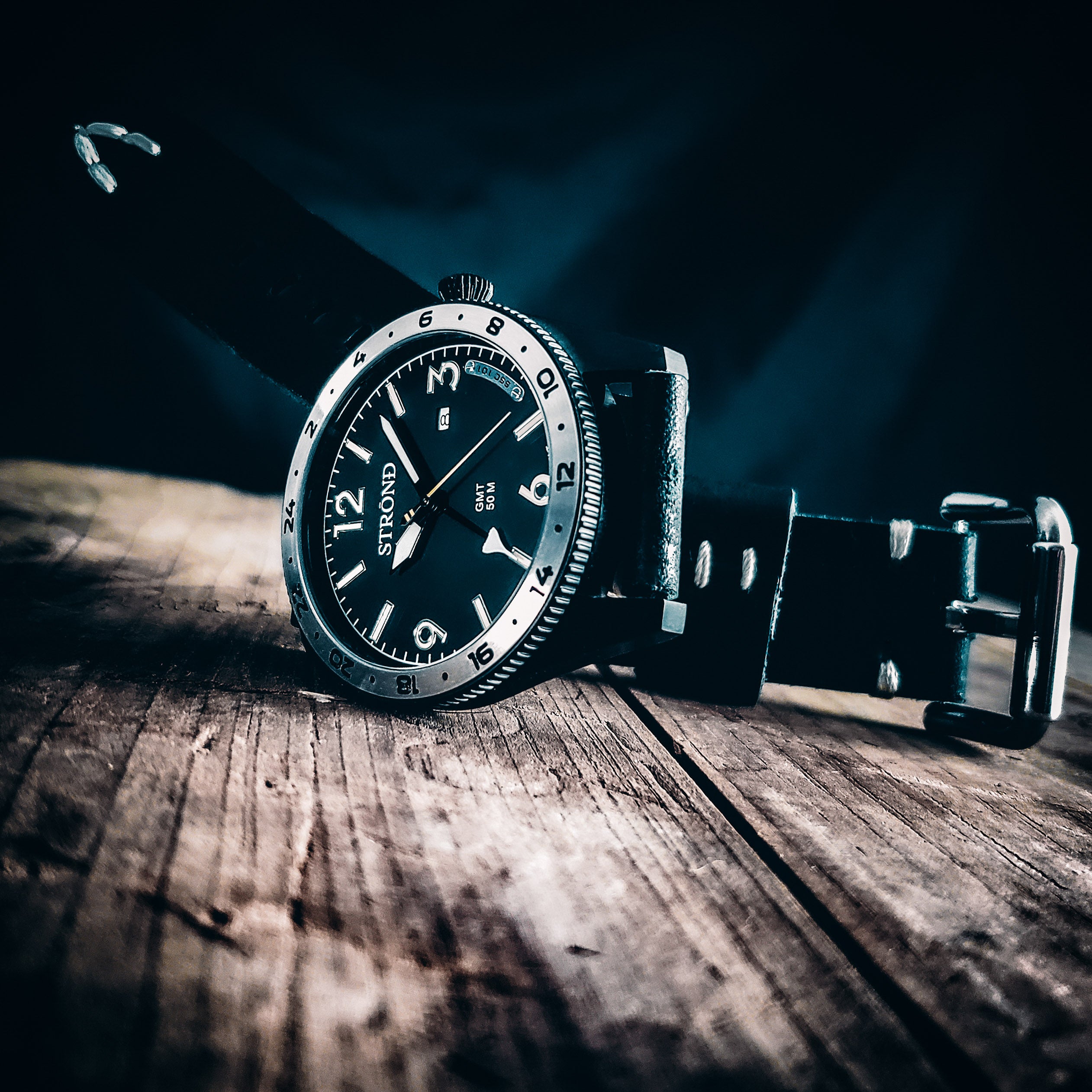 STROND SSC-101 24h GMT, All Black with Steel Bezel